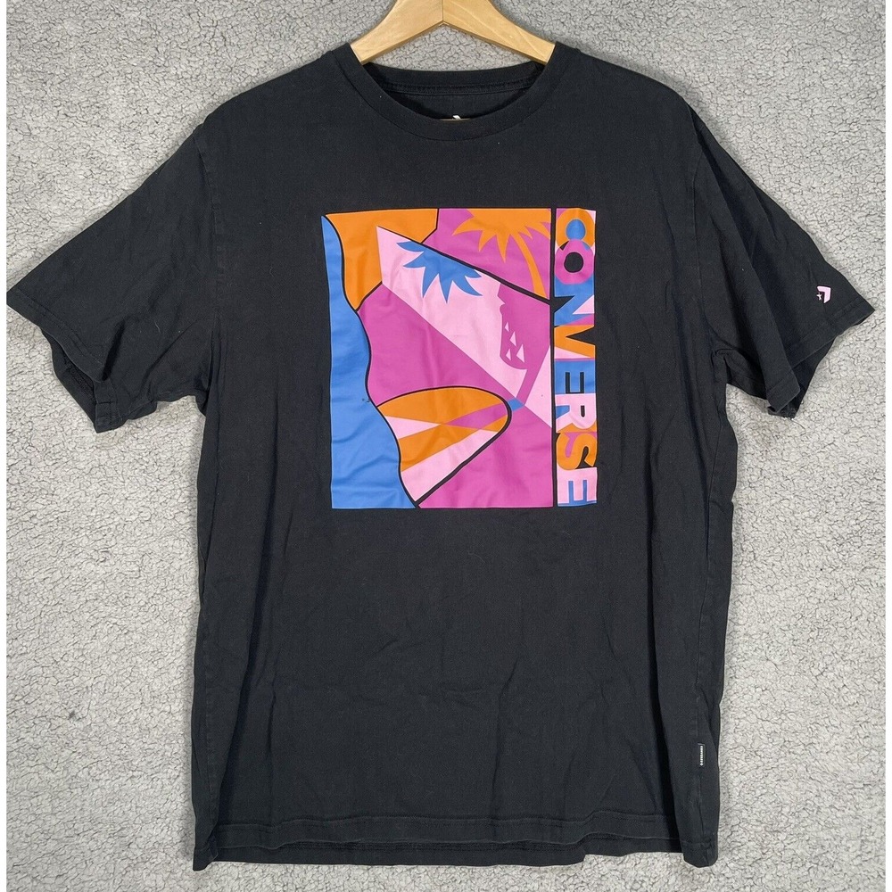 Converse Court Side Mens Xtra-Large T-Shirt Black Awesome Print